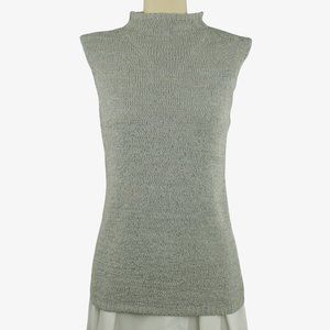 Liz Claiborne Gray Knit Sleeveless Silk Blend Mock Neck Top